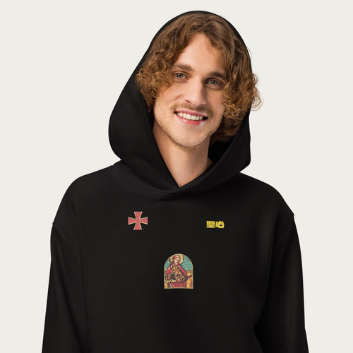 ORA Sacred Storm oversized hoodie black – front on model