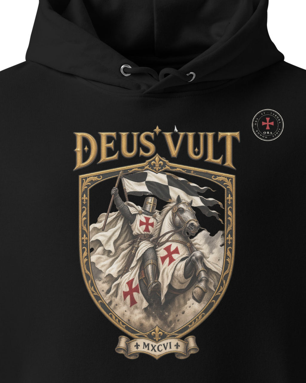 ORA Deus Vult Hoodie – print detail · Nox