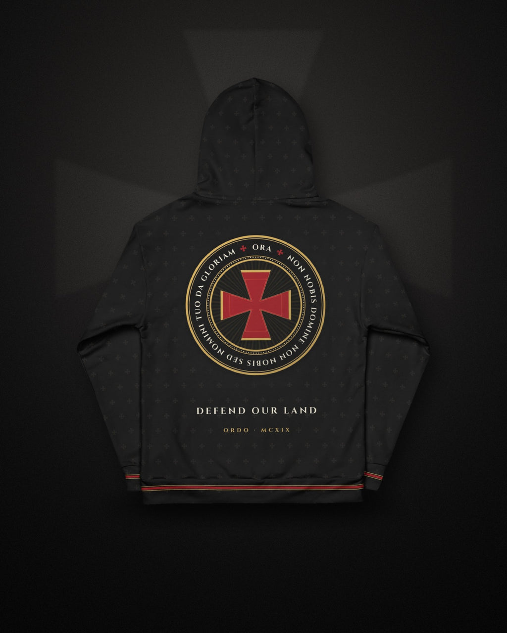 ORA Defend Our Land Hoodie – back, Templar seal