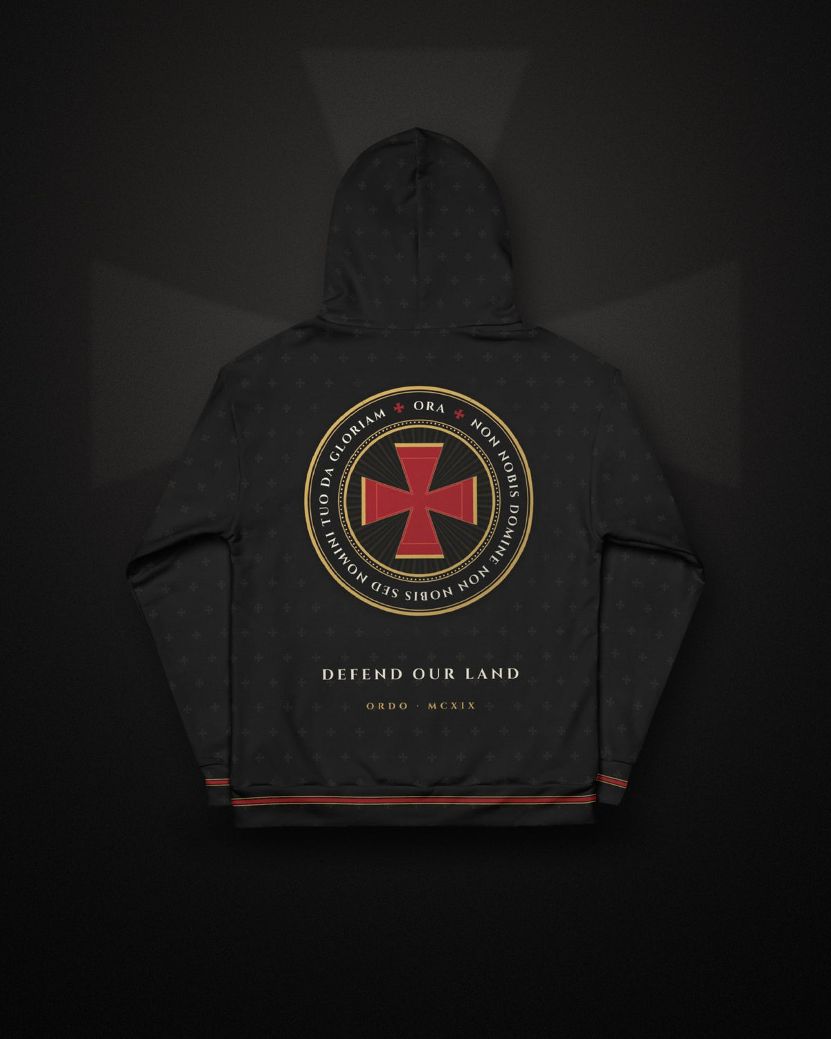 ORA Defend Our Land Hoodie – back, Templar seal