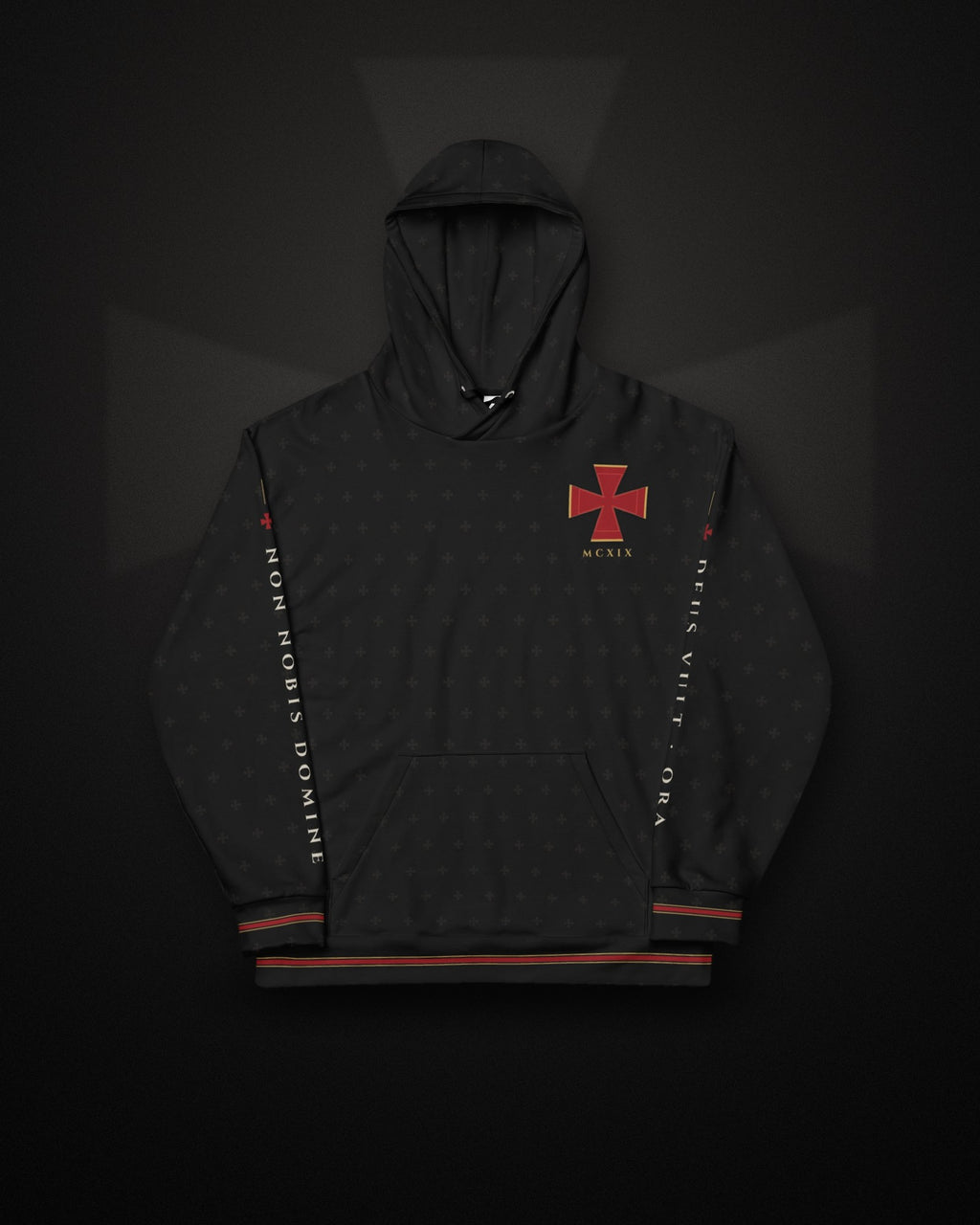 ORA Defend Our Land Hoodie – front, red cross over the heart