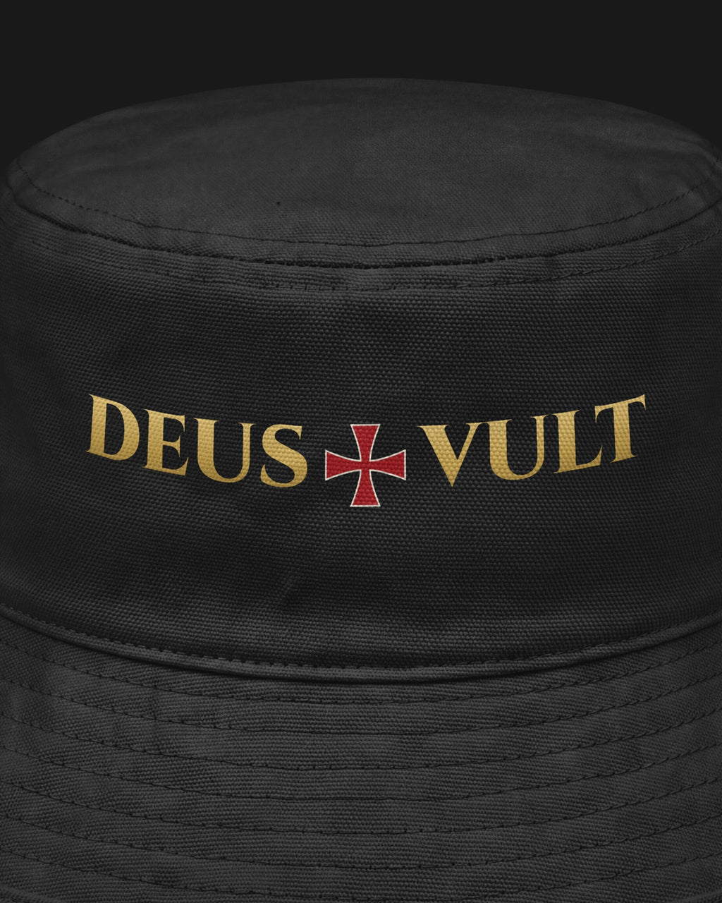 ORA Deus Vult Bucket Hat – embroidery detail