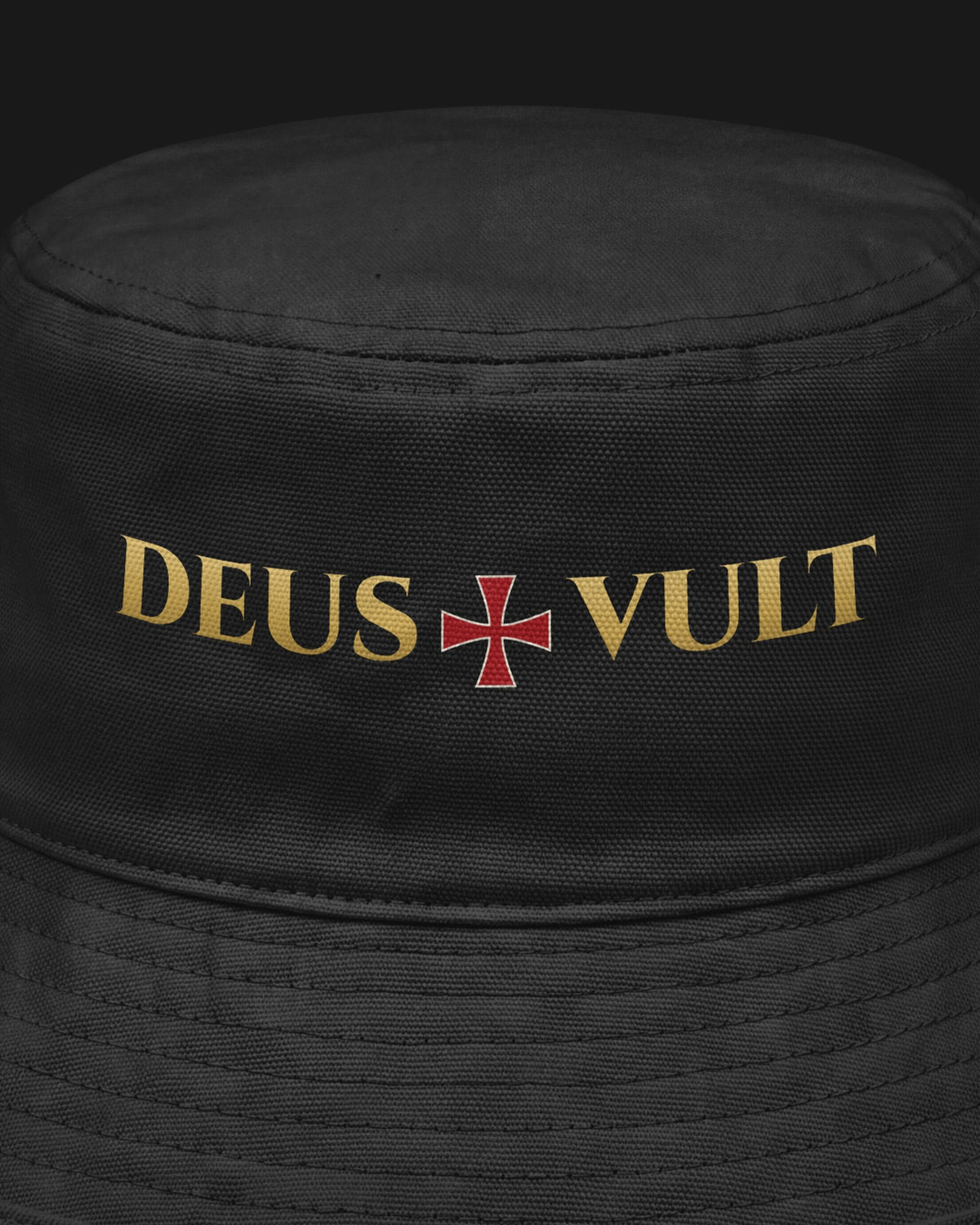 ORA Deus Vult Bucket Hat – embroidery detail