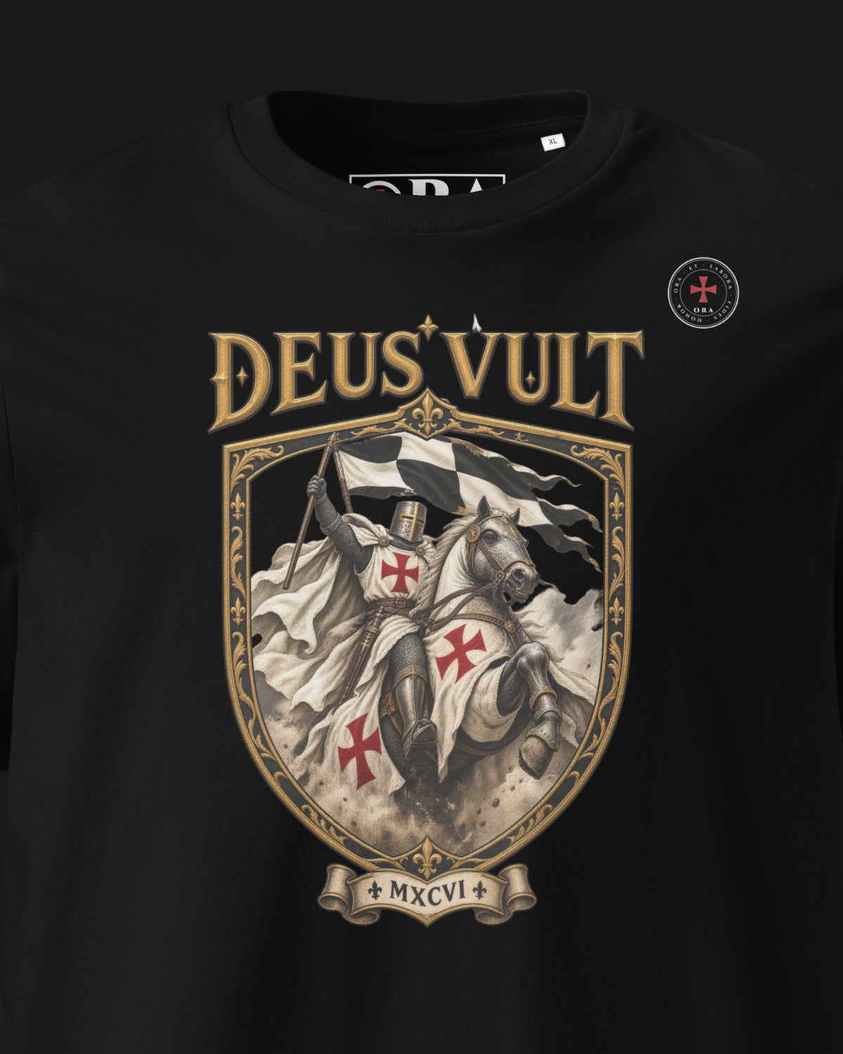 ORA Deus Vult T-Shirt – print detail · Nox