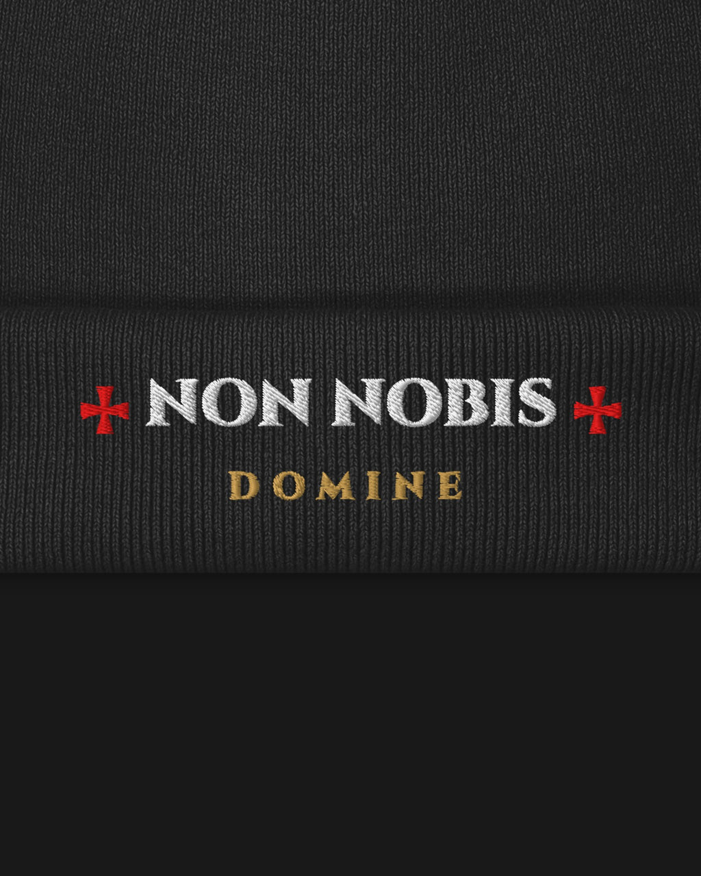 ORA Non Nobis Beanie – embroidery detail