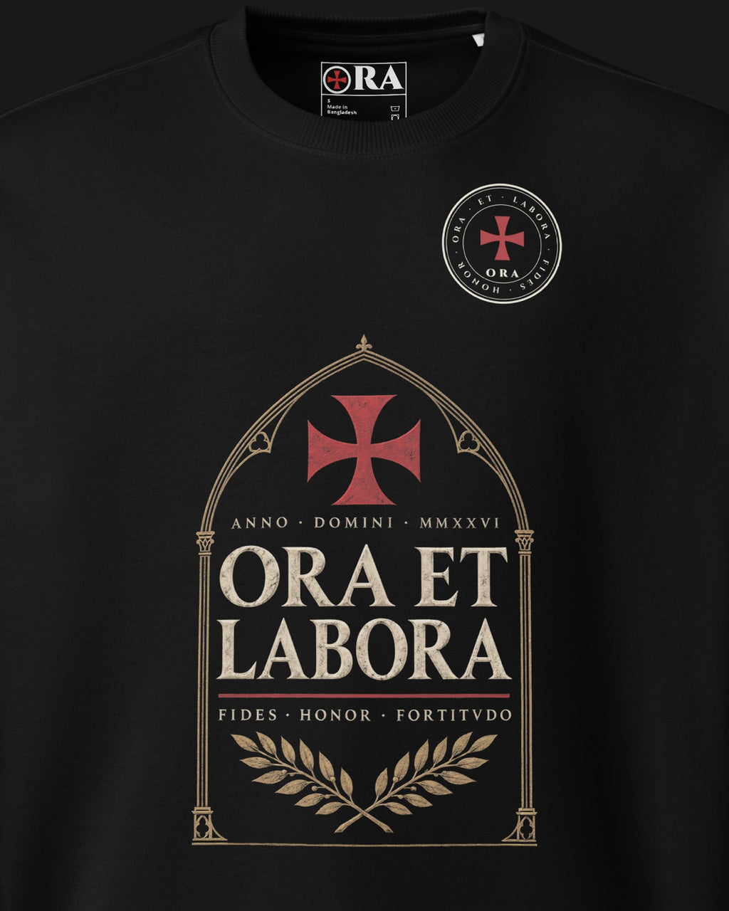 ORA Ora et Labora Sweatshirt – print detail · Nox