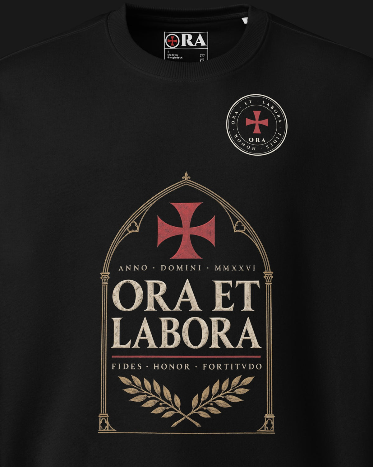 ORA Ora et Labora Sweatshirt – print detail · Nox