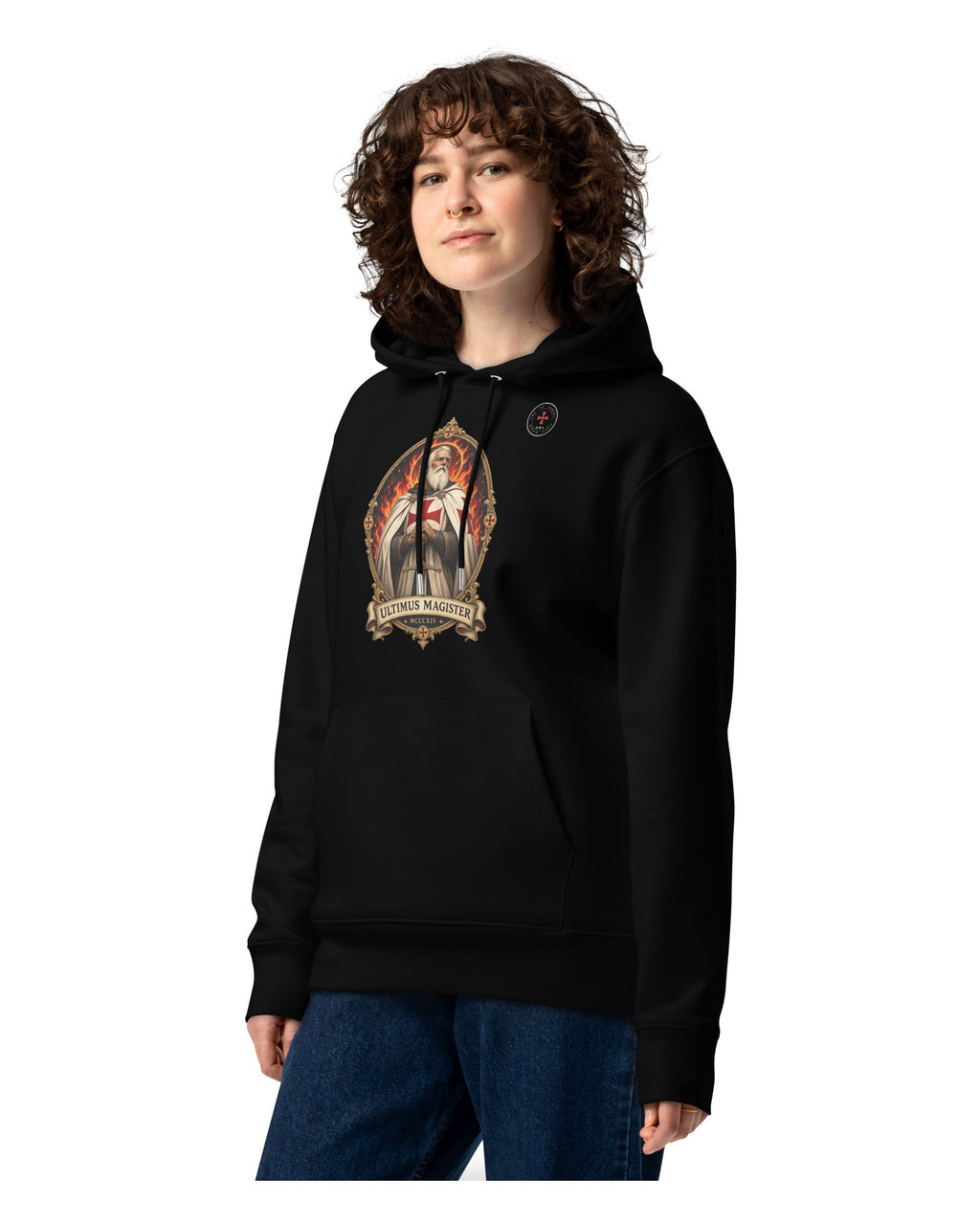 ORA Ultimus Magister Hoodie – worn by model · Nox
