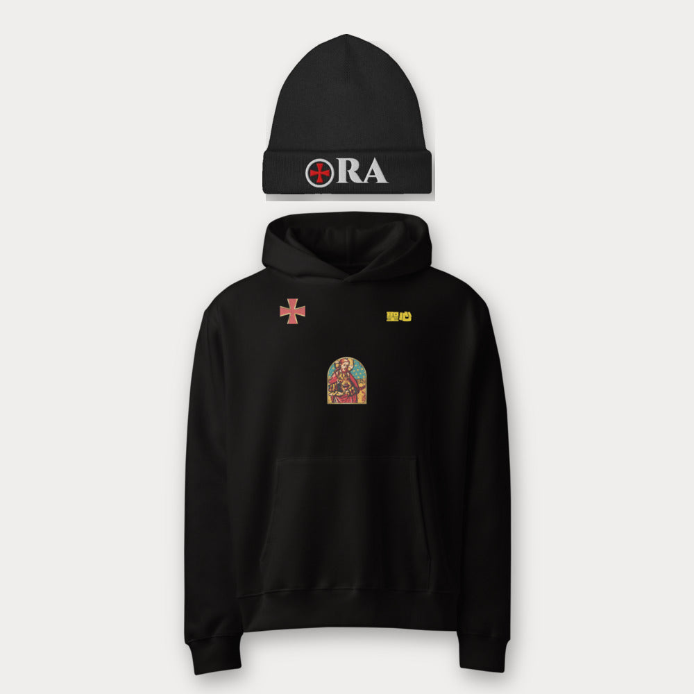 ORA Sacred Storm Oversized Hoodie Black – front