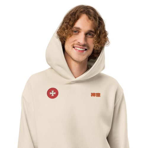 ORA Holy Wave Oversized Hoodie Cream – front, worn